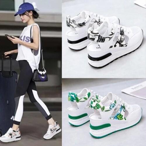 Inner increased net shoes womens thick-soled wild hollow sandals 2021 summer new Korean style breathable casual sports shoes