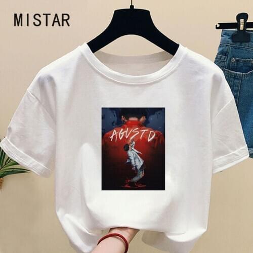 Funny Agust D Art Women T-shirts Print Harajuku Tshirts Female White Tops T-shirt New Summer Short Sleeve Graphic Tees Women