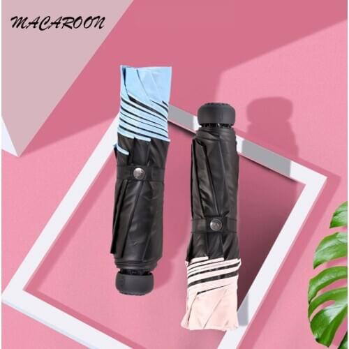 Macaroon Sunscreen Pure Color Portable Umbrella Ultra Light 3 Folding Rainy Sunny Both Boy Girl GIft UPF50+ 95CM Diameter 335g