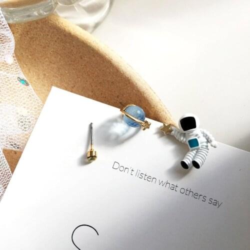 10 sets / lot fashion jewelry accessories new design metal star astronauts spaceman earrings