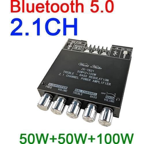2.1CH Bluetooth 5.0 TPA3116 Subwoofer Audio stereo POWER Amplifier Board 50W+50W+100W treble-bass tone AUX FOR DC 12V 24V CAR