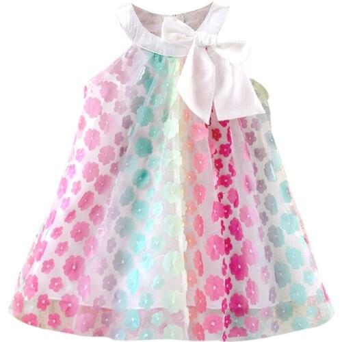 2021 Girls Summer Dress Girl Clothing Cute Princess Sleeveless Flower Girl Dresses Children Dress vestidos robe fille Age 3-6Y