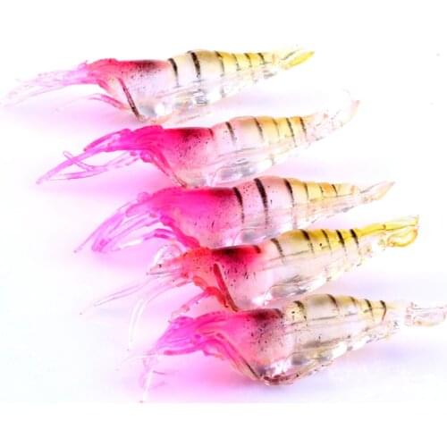 25PCS/LOT Pink Shrimp Soft Fishing Lure Grub Worm Bait Artificial Silicone Fishing Lures 4.8cm/1g