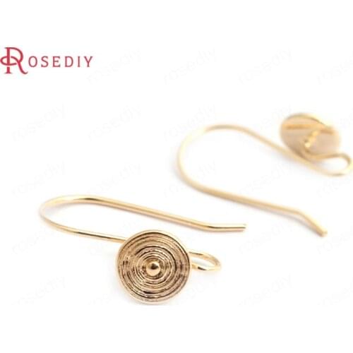 35209)10PCS 21MM Round Disk 8MM 24K Gold Color Brass Round Disk Earrings Hooks High Quality Diy Jewelry Findings Accessories