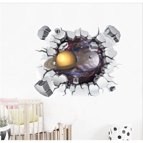 3d vivid outer space planets wall black Wall Sticker for kids baby rooms home decoration Mural Decals bedroom stickers wallpaper