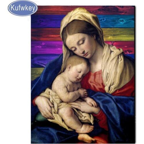Arts,Crafts diy 5d diamond embroidery cross-stitch"Madonna Child"full round square rhinestones painting mosaic diamonds