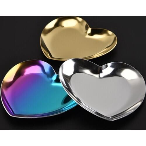Nordic Home Decoration Accessories Serving Tray Metal Heart-Shaped Ring Necklace Jewelry Storage Organizer