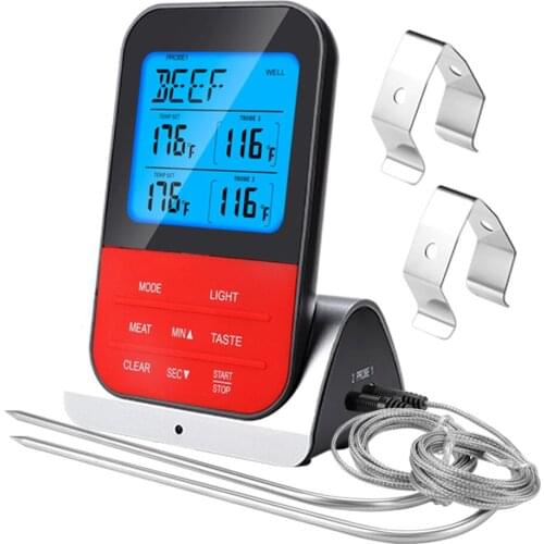Wireless Remote Meat Thermometer Dual Probe Digital Backlight Cooking Oven BBQ Kitchen Food Thermometer Grilling Barbecue