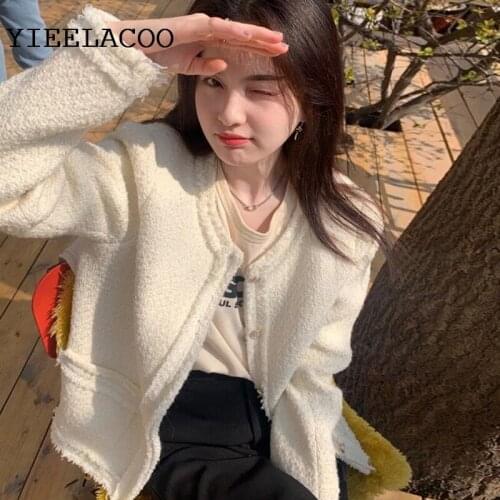 Beige tweed jacket spring /autumn winter jacket One-piece Womens clothing classic jacket Ladies new womens jacket