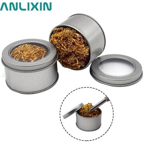 Lead-Free Cleaner Ball Cleaning Ball Desoldering Soldering Iron Mesh Filter Cleaning Nozzle Tip Copper Wire Half Metal Dross Box