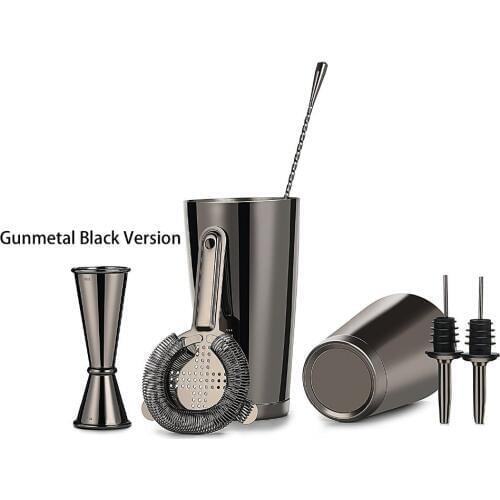 Boston Cocktail Shaker Bar Set 18oz & 28oz Weighted Shaker Tins, Hawthorne Cocktail Strainer, Double Jigger,12'' Mixing Spoon