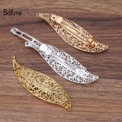 BoYuTe (100 Pieces/Lot) 100*28MM Big Filigree Leaf Hair Clip Factory Supply Diy Jewelry Accessories Wholesale