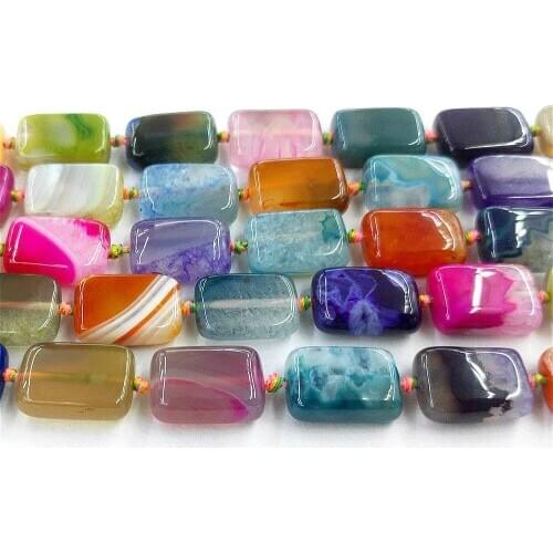 Natural Stone Agates Veins Rectangle Piece Mixcolor Loose Beads Beaded Women Jewelry Making DIY Bracelet Necklace Accessories