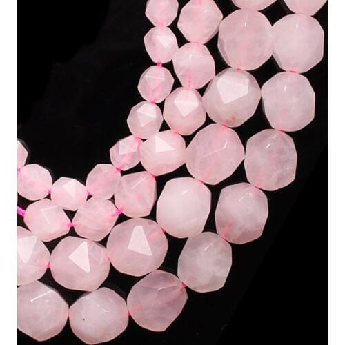 6-12mm Natural Faceted Pink Rose Quartzs Beads For Jewelry Making Beads Bracelets For Women 15'' Needlework DIY Beads Bracelets