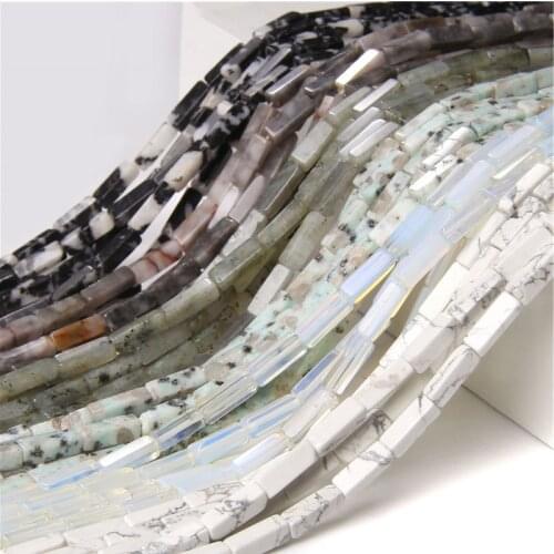 Black White Natural Stone Agates 4x13mm Tube Cube Bead Loose Spacer Beads For Jewelry Making DIY Craft Necklace Earring Bracelet