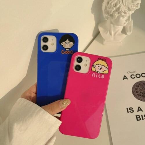 Retro jelly Sweet girls boyfriend Japanese Phone Case For iPhone 11 12 Pro Max Xr Xs Max 7 8 Plus X 7Plus case Cute Soft Cover