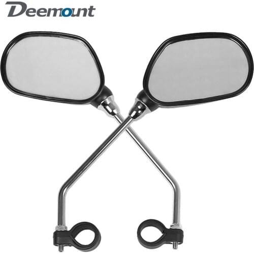 Deemount 1 Pair Bicycle Rear View Glass Mirror Bike Handlebar Wide Range Back Sight Light Reflector Angle Adjustable Mirrors