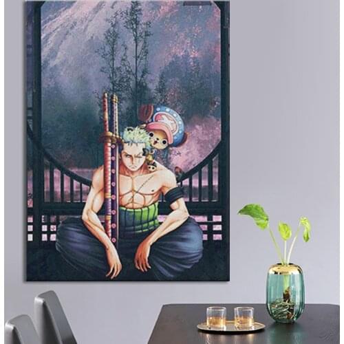 Home Decor Roronoa Zoro Canvas Wall Art Chopper Painting Pictures One Piece Printing Modular Cartoon Role Poster For Living Room