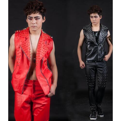 Jazz Dance Costumes Zipper Jacket Pants Outfits Male Hip Hop Street Dancing Clothes Nightclub Party Bar Singer Dancer Suit DT792