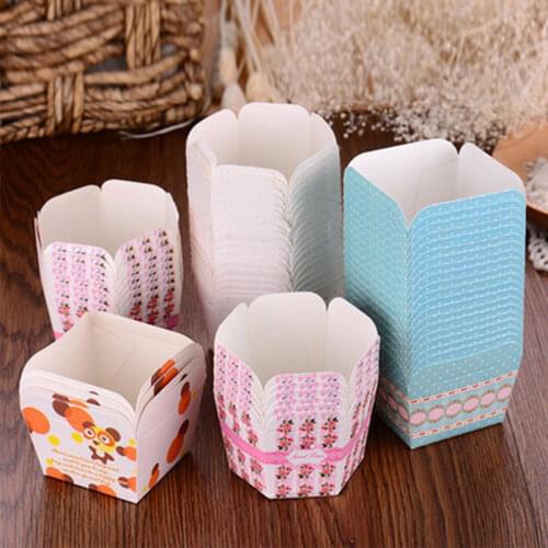 50pcs Square Muffin Cupcake Liner Baking Cup Oilproof Cake Wrapper Paper For Wedding Party Dessert Cupcake Decoration Kitchen