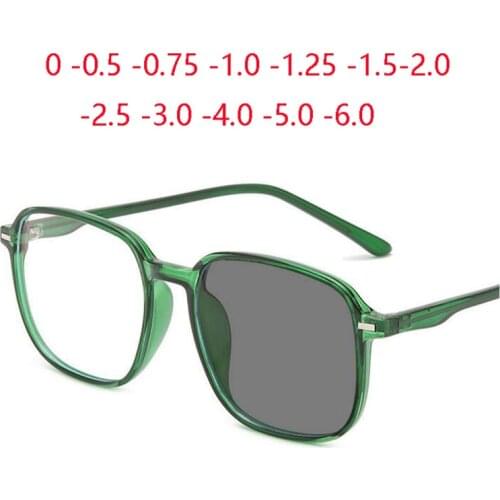 Photochromic Gray Square Optical Eyeglasses For Myopia Multi-function Prescription Customized Eyeglasses -0.5 -0.75 To -6.0