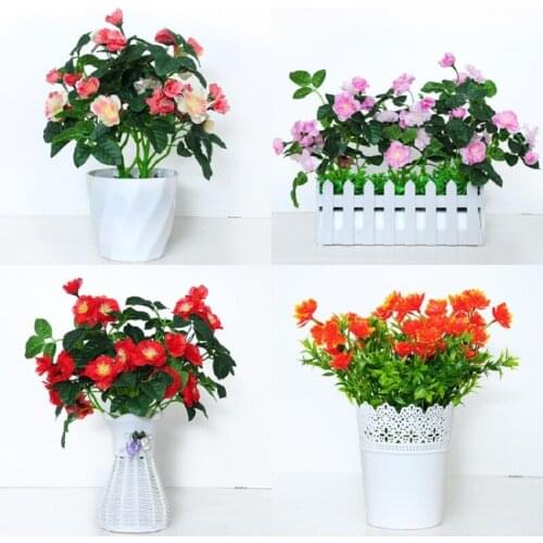 Artificial Plant Rose Flower Potted Vases Silk Fake Flower Bouquet Mariage Wedding Decoration Living Room Home Decor Accessories