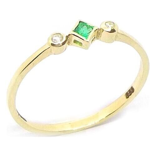 14k Gold Natural Emerald and Diamond Light Ring PY1493-5