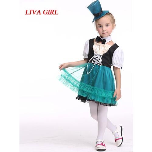 Halloween Costumes for Kids Cosplay Short sleeves hat collar dress Stage Outfits for Children Set Infant Girls Clothes for Party