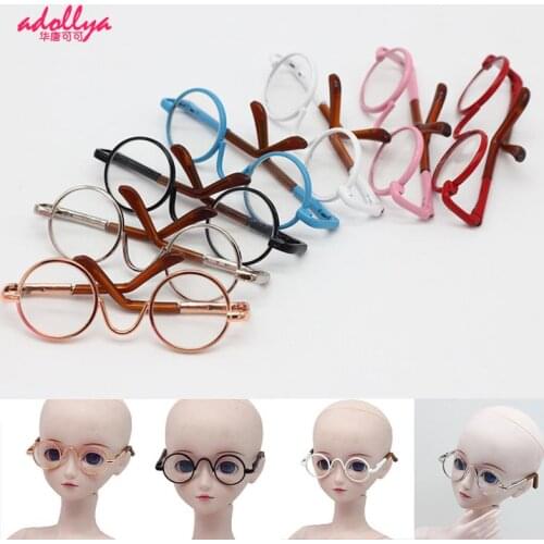 Adollya BJD Doll Accessories Clear Lens Glasses For Dolls Toys For Girls Kawaii Myopia Metal Eyewear Round Frame Dress Up Bjd SD