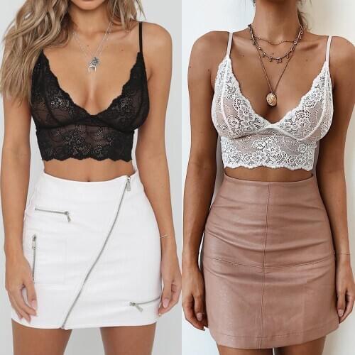 Hot Sexy Bralette Wireless Lingerie Lace Halter Bralette Bra Comport See-through Hollow Out High Quality Exotic Apparel Bras