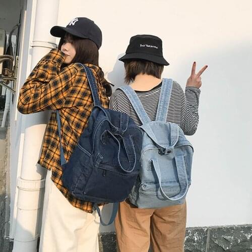 Female Denim Backpack Women School Backpack High Quality College Teen Girl School bags Women Student Backpack