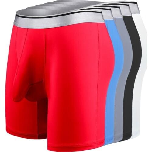 Plus Size XL-7XL Men Boxer Shorts Elephant Bugle Pouch Ice Silk Underwear Panties Boxershorts Slip Hombre Ropa Interior Trunks