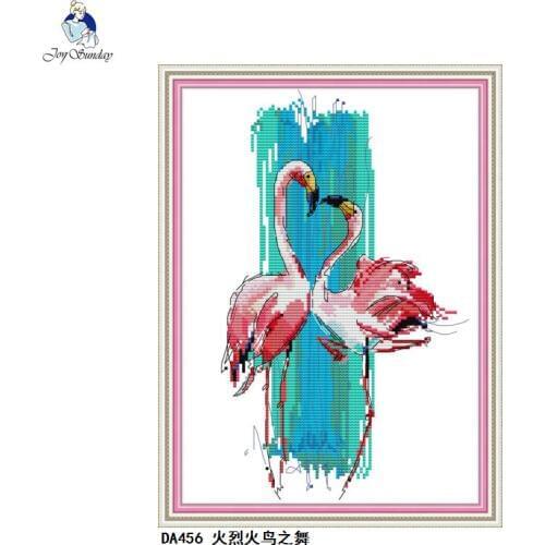 Flamingo Dance DIY Animal Pattern Cross Stitch Kit Wholesale 14CT 11CT Canvas Printing Embroidery Needlework Set Home Decoration