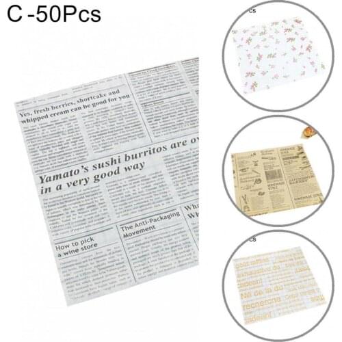 Reliable 50Pcs/Set Sturdy Food Word Pattern Baking Package Wrappers 8 Styles Food Wrappers Eye-catching Kitchen Supplies