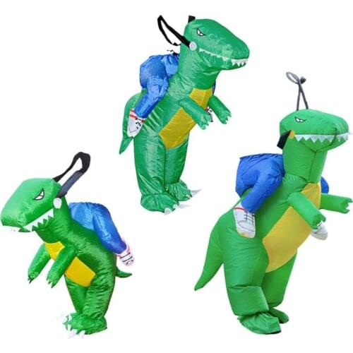 3D Stand Riding Inflatable Dinosaur Costume Halloween Dress Cosplay Suit for Adult Kids Riding Dinosaur Funny Dress