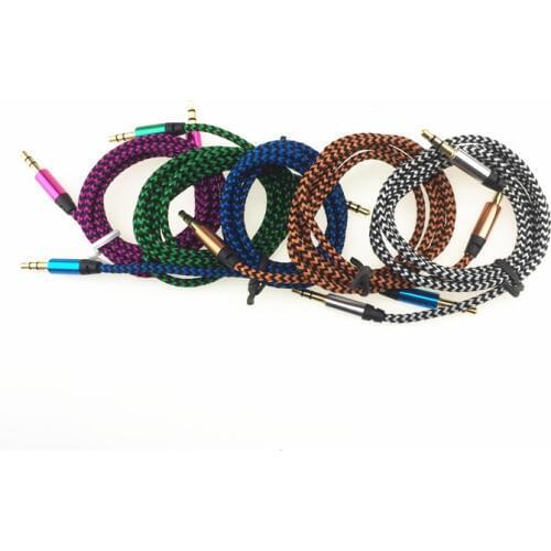1 m Nylon Jack Audio Cable 3.5mm Plug Aux Car Cord for iphone samsung xiaomi