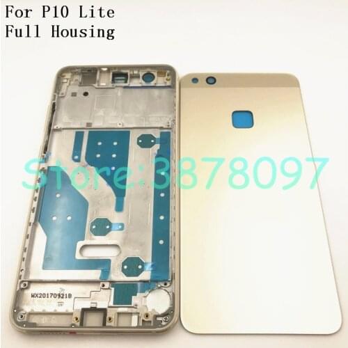 New Full Housing For Huawei P10 Lite LCD Front Frame+Glass Back Battery Cover+Housing Middle Frame Adhesive Sticker+Buttons