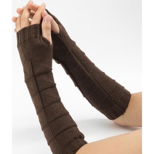 New Wool Half Finger Gloves Men Women Knitted Warm Fingerless Long Knit Mitten Solid Color Fashion Women Arm Warmers Hot Sale
