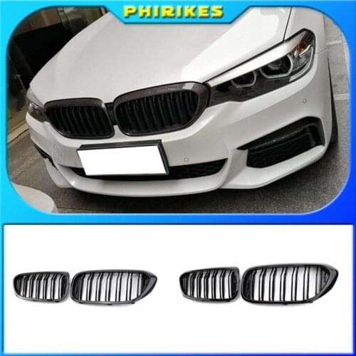 Front Racing Kidney Grille for Bmw New 5 Series G30 G38 525I 530I 540I 550I 17-20 M-Performance Bumper 2 Slat Grill Replacemt