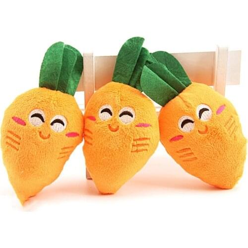 Cotton Stuffed Plush Carrot Dog Squeaky Bite-Resistant Pet Toys Cute Vegetable Puppy Squeaking Training Clean Teeth Chew Toy