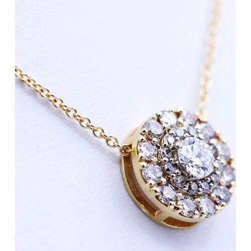 Real 10K White And Yellow Gold Lab Grown 3mm Moissanite Diamond Pendant with Chian Necklace For Women