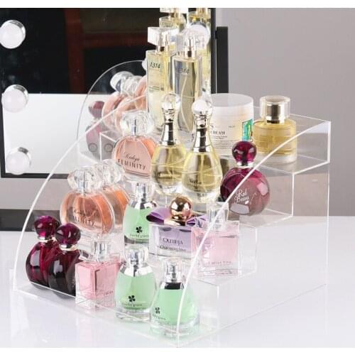 Transparent Trapezoid Storage Box Dressing Table Organizer Makeup Cosmetic Acrylic Plastic Holder Perfume Bathroom Display Stand