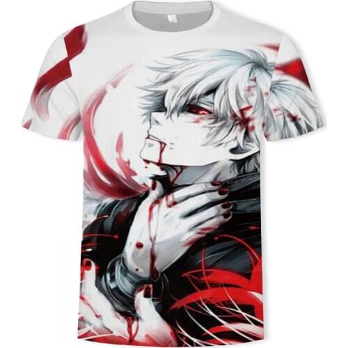 Factory Direct Fashion Summer Mens T-shirt Tokyo Ghoul 3D Printed Casual T-shirt Mens Hip-hop Clothing T-shirt for Men