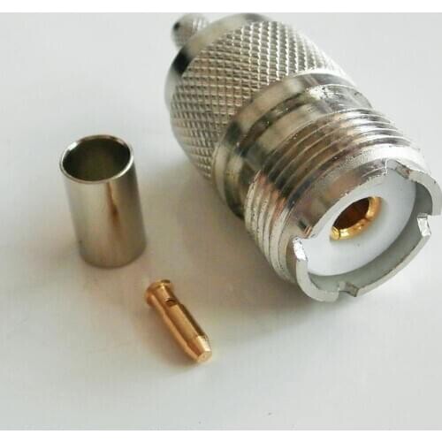 Connector Socket PL259 SO239 UHF Female 4 Sawtooth Crimp for RG58 RG142 RG223 RG400 LMR195 Cable Brass RF Coaxial Adapters
