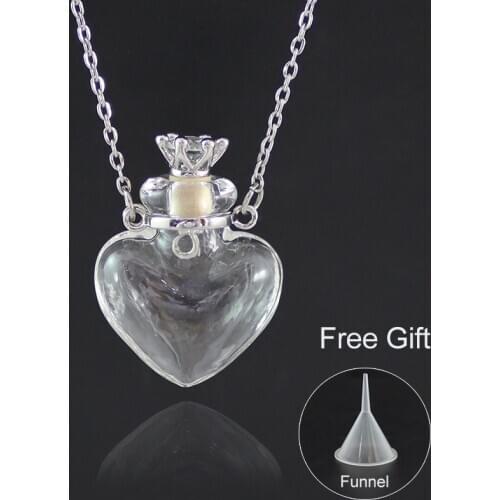 1PC Glass Heart Vial Cremation Pendant Necklace Ash Case Holder Keepsake Necklace Memorial Jewelry Urn Necklace for Ash