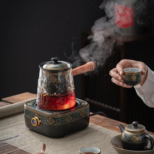 Glass-brewed teapot Chinese ancient rhyme home-brewed tea maker with ceramic filter heat-resistant glass tea maker