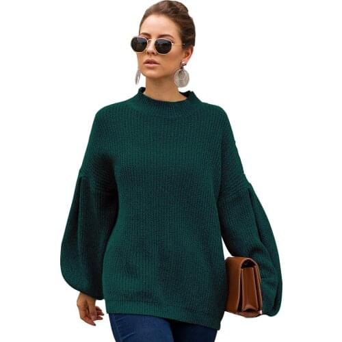 O-neck autumn and winter sweater pullover streetwear casual loose knit sweater pullover ladies solid color pullover long sleeves