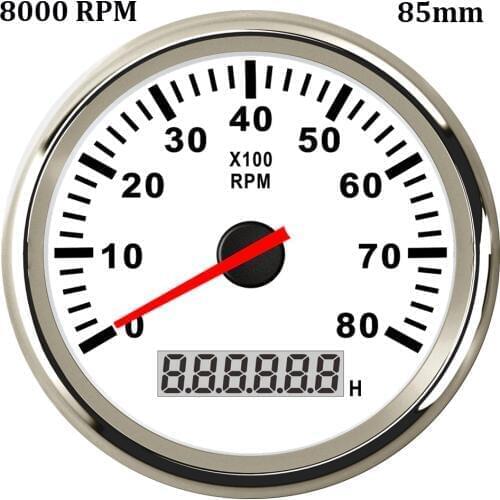 Red Backlight Marine Car Tachometer with LCD Hourmeter 85mm Marine Tacho Meter 40006000 8000RPM Tachometer Gauge 12V/24V