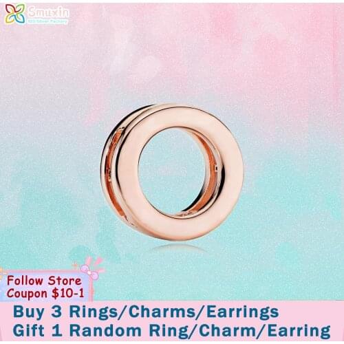 Smuxin 925 Sterling Silver Bead Rose Circle Clip Charm fit Original Pandora Reflexion Bracelets for Women Jewelry Brithday gift