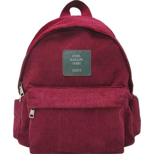 Women Corduroy Backpack Female Eco Shoulder Bag Ladies Casual Travel Bags Samll Backpack